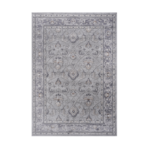 MARFI Oriental Area Rug 5x7 Ivory Grey Polyester - Stain Resistant, Non-Shedding, Durable for Living Room, Bedroom, Entryway, Home Office, Kid & Pet Friendly