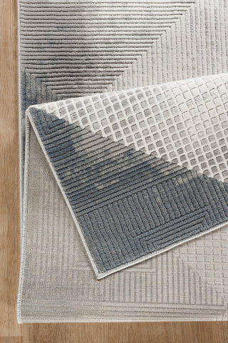 Geometrix GC_DIM1009 Modern Geometric Area Rug | 5'3" x 7'3" | Soft Polyester Pile | 3D Illusion Effect | Stain Resistant | Kid &amp; Pet Friendly | Made in Turkey | Ivory &amp; Gray
