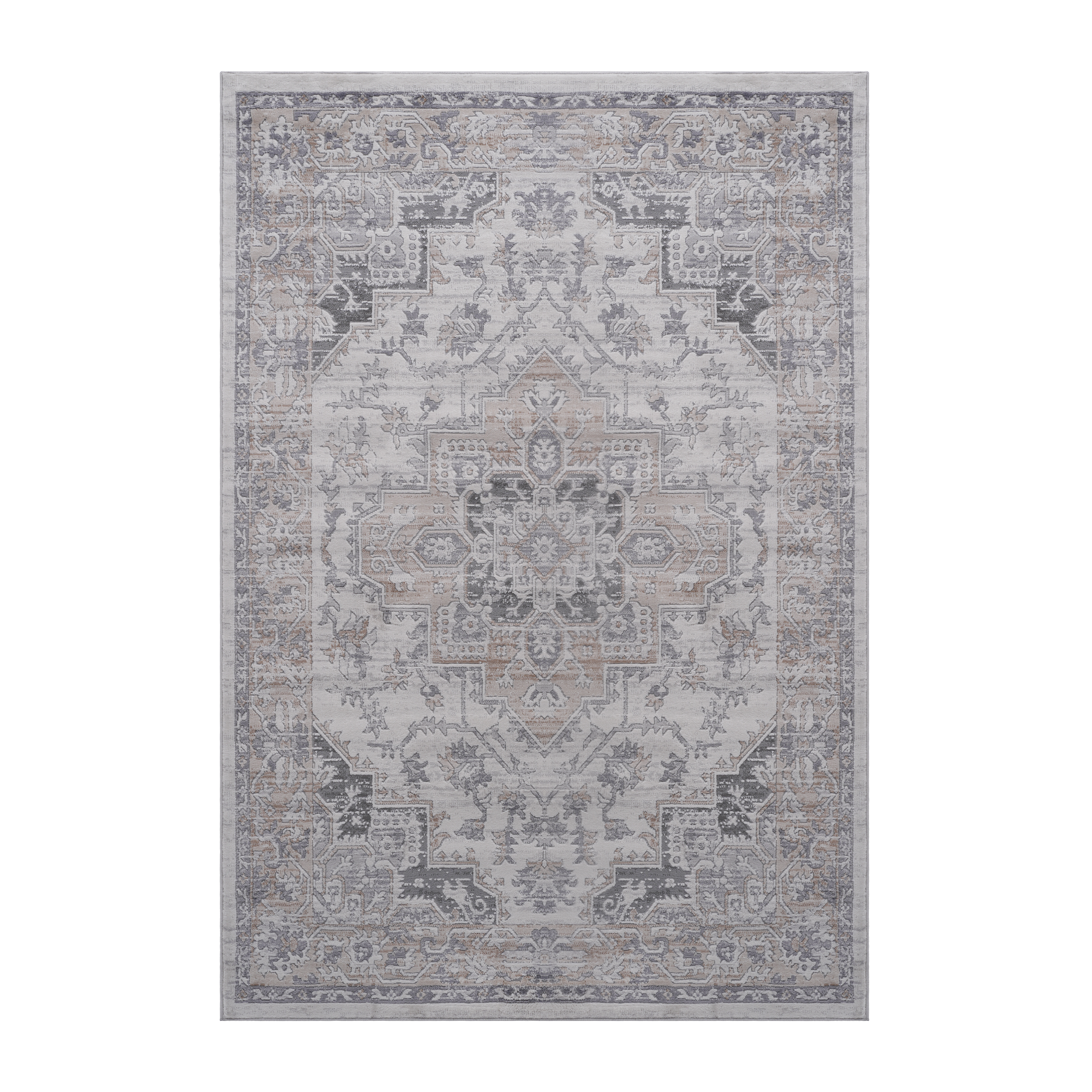 MARFI Oriental Doormat Rug 2'x3' Ivory/Beige - Stain Resistant Polyester, Low Pile Entryway Mat for Living Room, Bedroom, Pet-Friendly, Durable Turkish Quality