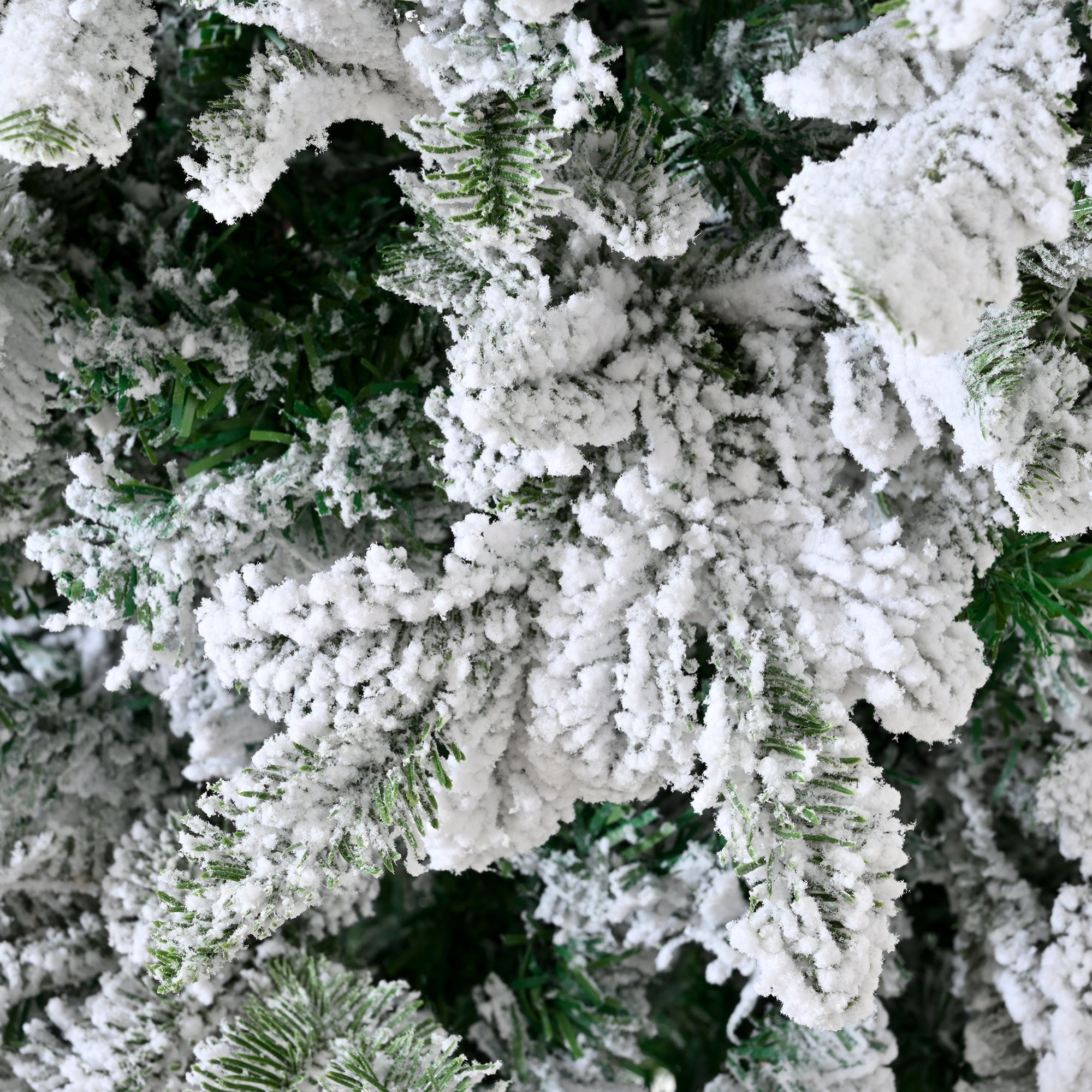 Snow Flocked 8FT PE PVC Mixed Christmas Tree - Lifelike Hinged Xmas Tree, Lush Full Appearance, Sturdy Metal Base, Easy Assembly, White, Perfect for Festive Home Decor & Parties