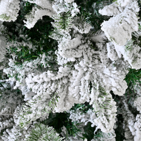7FT Snow Flocked Christmas Tree | Lifelike PE/PVC Mixed Branches | Full & Lush Unlit Artificial Tree | White, 41" Wide | Easy Assembly Holiday Decor for Home, Party, Mall