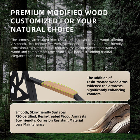 7-PC Bourbon Brown Aluminum Patio Dining Set: 6-Seater Outdoor Furniture with 4 Chairs, 2 Swivel Rockers, Sunbrella Cushions, Branch Backrest, Rectangular Table w/ Umbrella Hole for Garden & Patio Relaxation