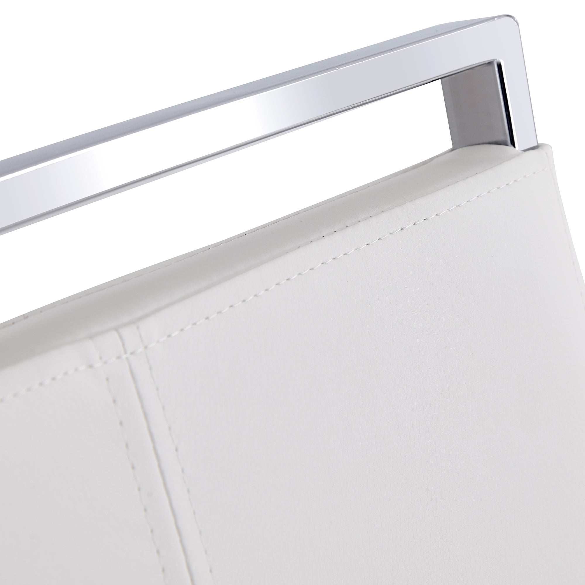 Elegant Transparent Tempered Glass Dining Set with 6 White PU Chairs - 71"x35.4" Modern Kitchen &amp; Dining Room Furniture for 4-8 People, Silver Legs, Minimalist Design