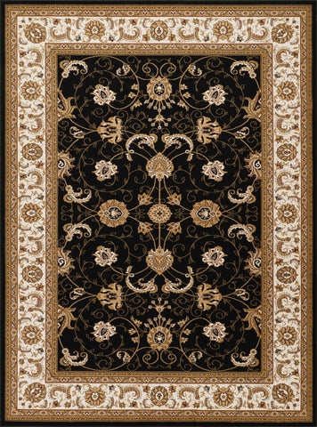 Luxury Manchester Black &amp; Ivory Oriental Runner Rug - 2'7" x 9'10" - 100% Polypropylene, Stain Resistant, Machine-Made in Turkey - Classic Ornate Traditional Style for Living Room, Hallway, Entryway