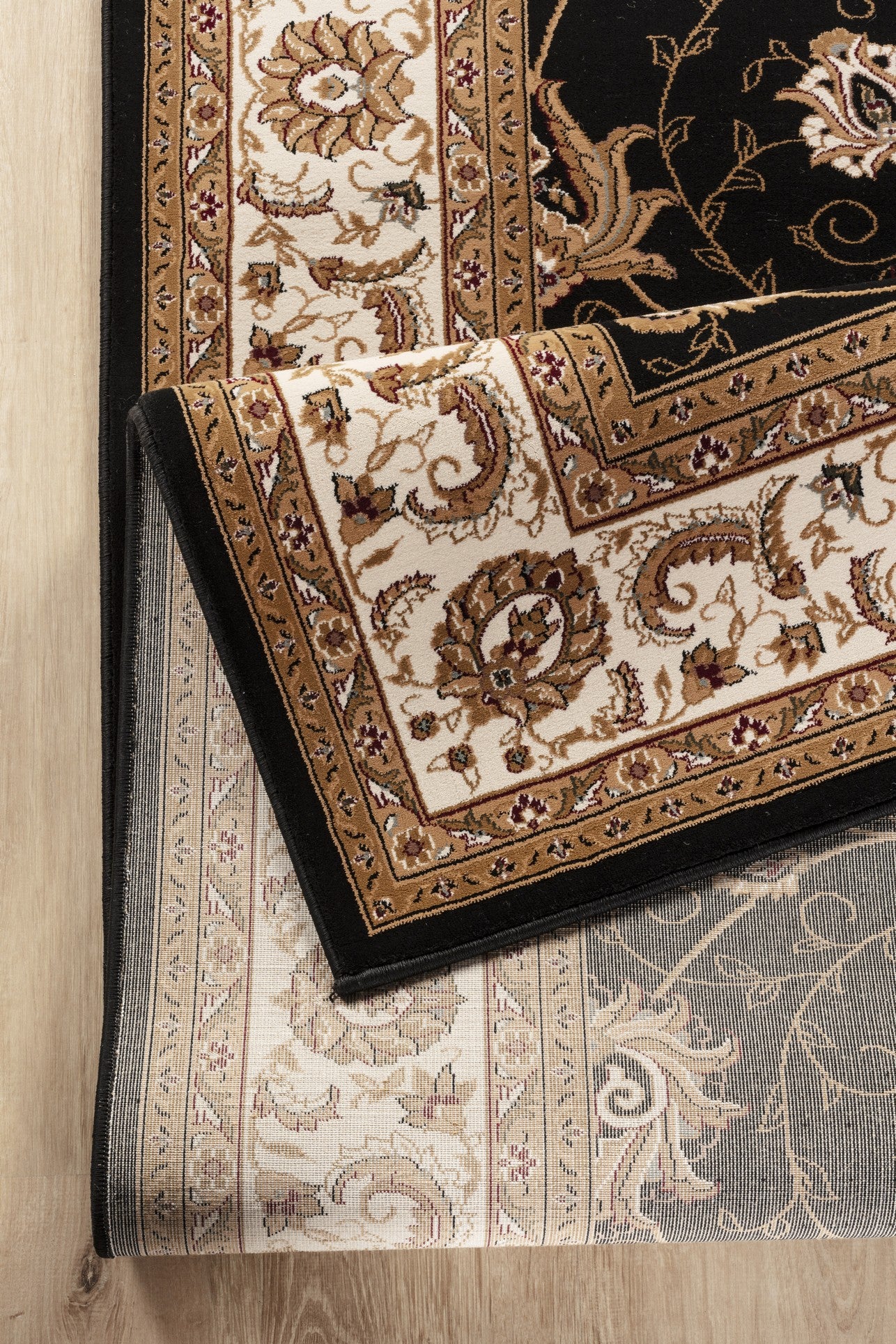 Luxury Manchester Black &amp; Ivory Oriental Runner Rug - 2'7" x 9'10" - 100% Polypropylene, Stain Resistant, Machine-Made in Turkey - Classic Ornate Traditional Style for Living Room, Hallway, Entryway