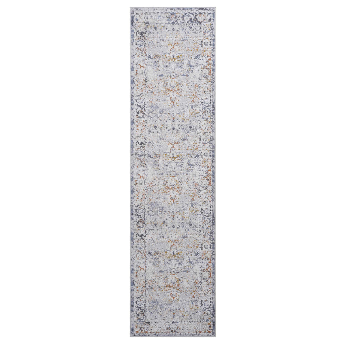 PAYAS Collection 2'x8' Ivory & Grey Traditional Runner Rug - Stain-Resistant Polyester, Medium Pile, Durable, Kid & Pet-Friendly for Hallway, Entryway, Living Room