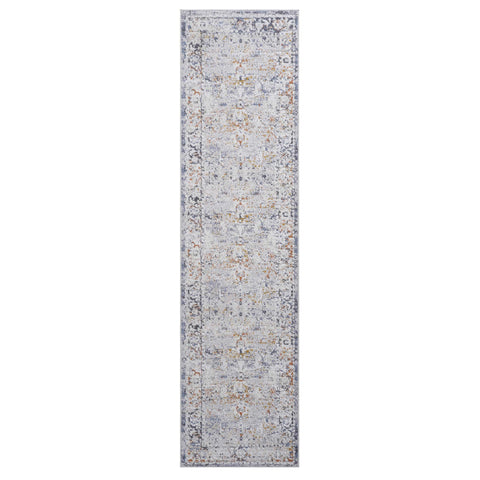 PAYAS Collection 2'x8' Ivory & Grey Traditional Runner Rug - Stain-Resistant Polyester, Medium Pile, Durable, Kid & Pet-Friendly for Hallway, Entryway, Living Room