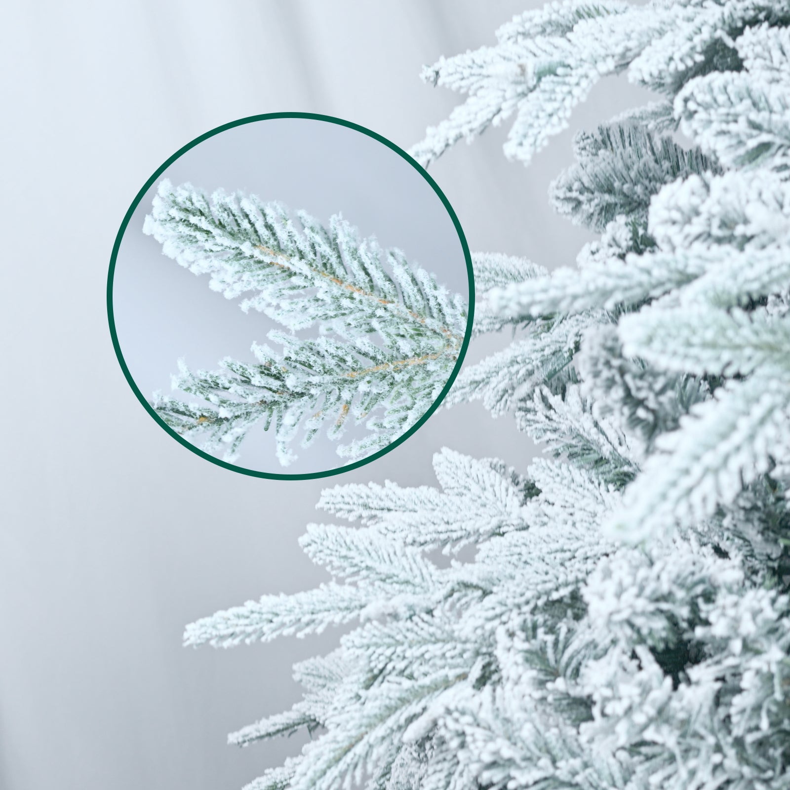 6ft Pre-Lit Flocked Artificial Christmas Tree - Snowy Pine with 400 Warm White Incandescent Lights, 1931 Tips, Memory Wire Branches &amp; Foldable Metal Stand for Festive Holiday Home Decor