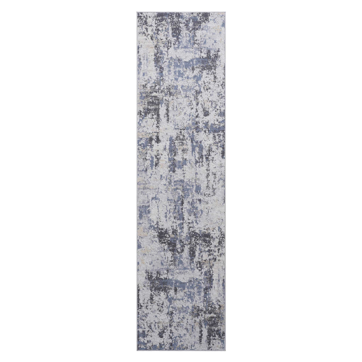 PAYAS Collection 2'x8' Runner Rug - Stain Resistant, Non-Shedding Grey/Denim Abstract Polyester for Living Room, Bedroom, Entryway. Durable, Easy Care, Kid &amp; Pet Friendly, Medium Pile, Turkish Made