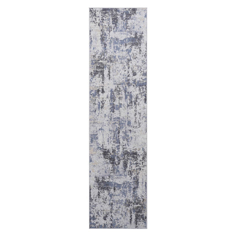 PAYAS Collection 2'x8' Runner Rug - Stain Resistant, Non-Shedding Grey/Denim Abstract Polyester for Living Room, Bedroom, Entryway. Durable, Easy Care, Kid &amp; Pet Friendly, Medium Pile, Turkish Made