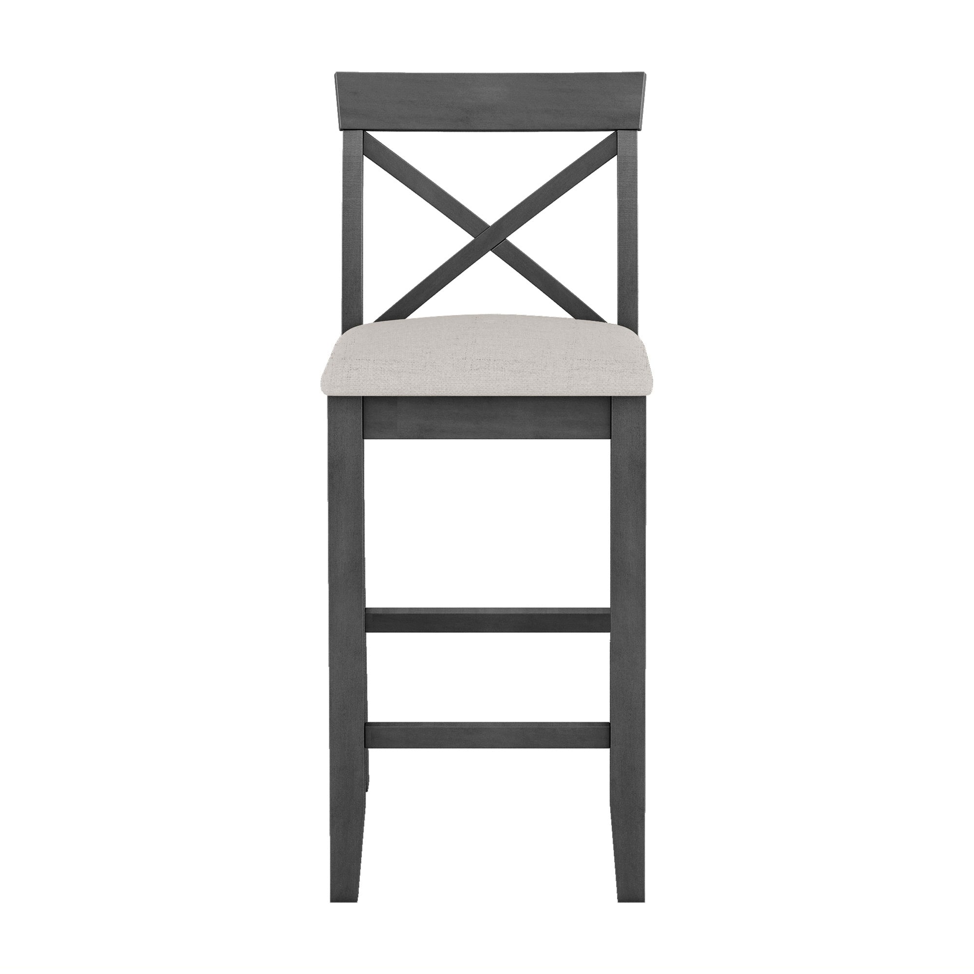 TOPMAX Farmhouse 48" Rectangular Wood Bar Height Dining Set for Small Kitchens & Breakfast Nooks - Gray Frame & Beige Cushions, Seats 2, Acacia Wood, Space-Saving Design