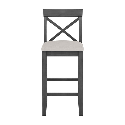 TOPMAX Farmhouse 48" Rectangular Wood Bar Height Dining Set for Small Kitchens & Breakfast Nooks - Gray Frame & Beige Cushions, Seats 2, Acacia Wood, Space-Saving Design