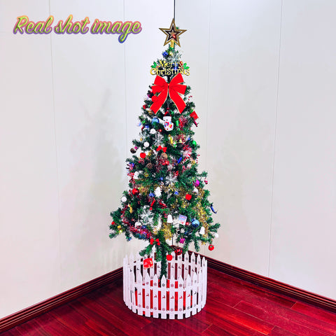 5ft Green Artificial Christmas Tree with Energy-Saving LED Lights & 109 Pendants. Indoor Holiday Decor with Durable Iron Stand & Tree Skirt. Art Deco Style, Plastic & Iron.
