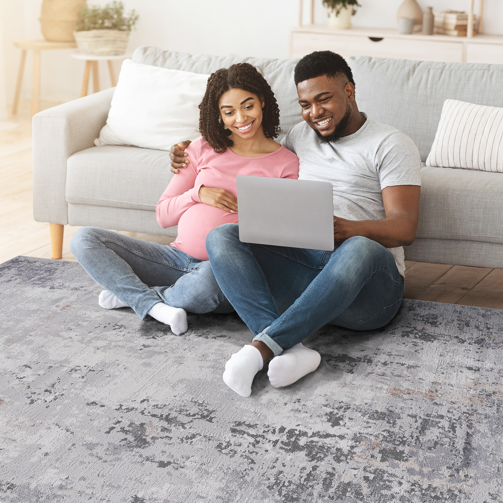 MARFI Collection 8x10 Abstract Area Rug | Ivory & Sand Polyester | Stain Resistant, Non-Shedding | Medium Pile | Turkish Made | Living Room, Bedroom, Entryway