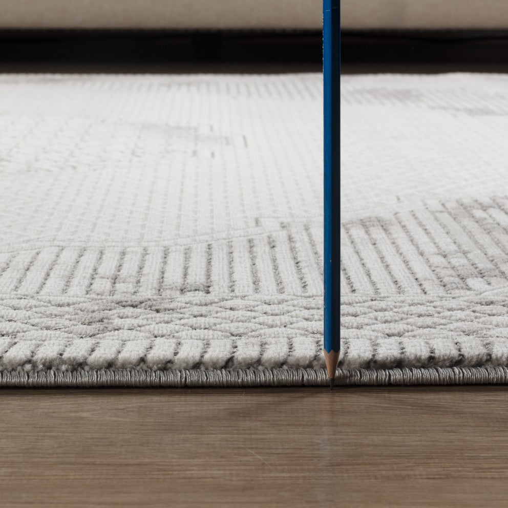 Geometrix 5'3" x 7'3" Gray &amp; Ivory Medallion Area Rug - Soft Polyester Pile, Durable &amp; Stain Resistant for Living Room, Bedroom, High Traffic Areas, Made in Turkey