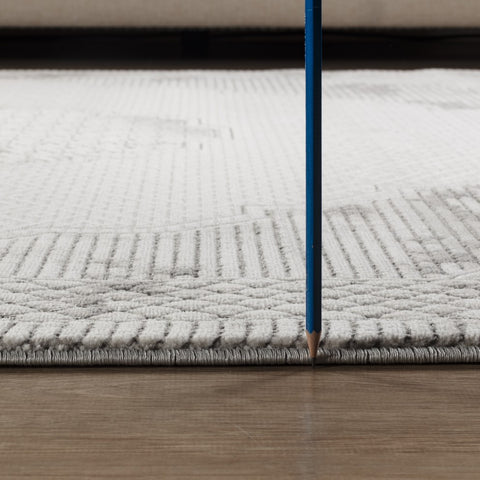 Geometrix 5'3" x 7'3" Gray &amp; Ivory Medallion Area Rug - Soft Polyester Pile, Durable &amp; Stain Resistant for Living Room, Bedroom, High Traffic Areas, Made in Turkey