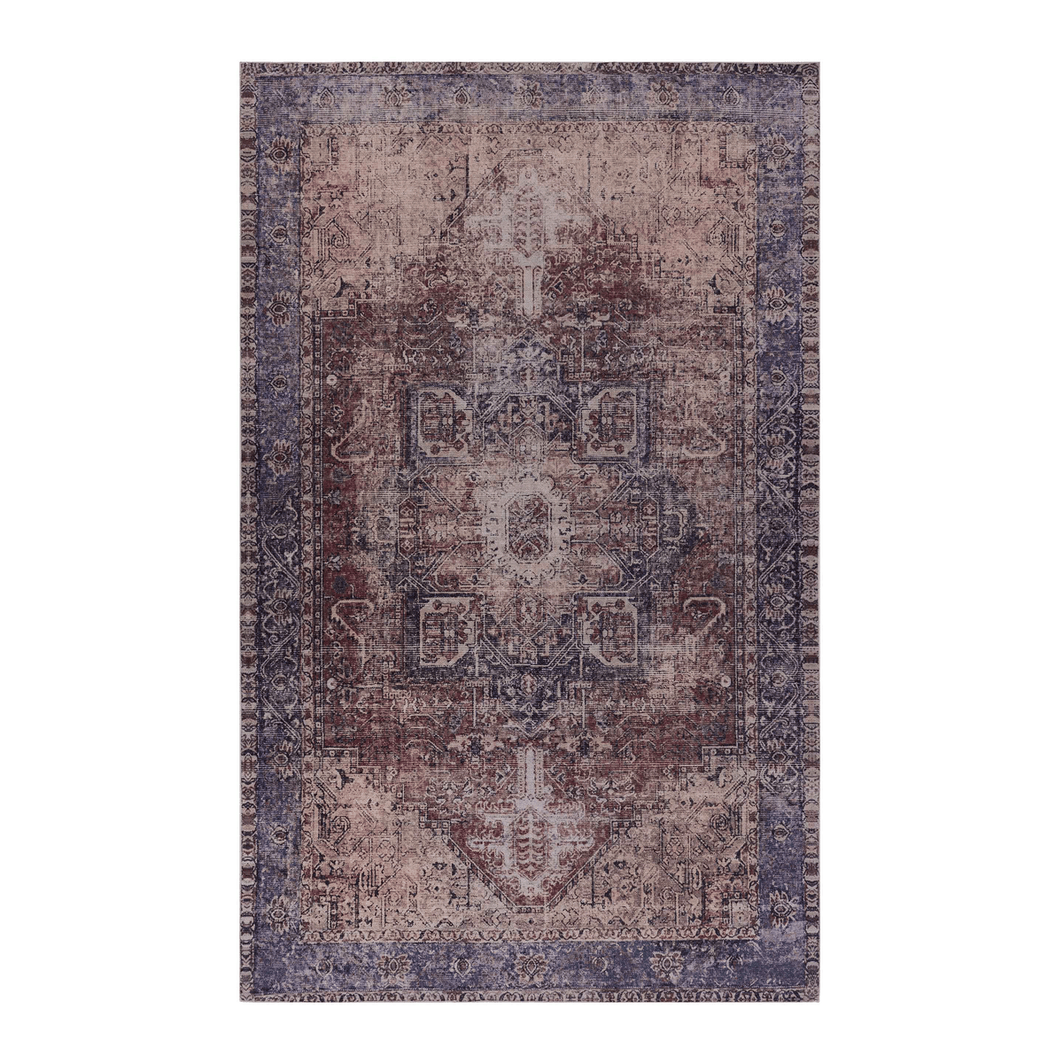 MAVAL Burgundy Washable Area Rug 4x6 - Soft Chenille Polyester | Non-Slip, Stain-Resistant, Low Pile | Ideal for Living Room, Dining Room, Bedroom, Hallway, Kitchen