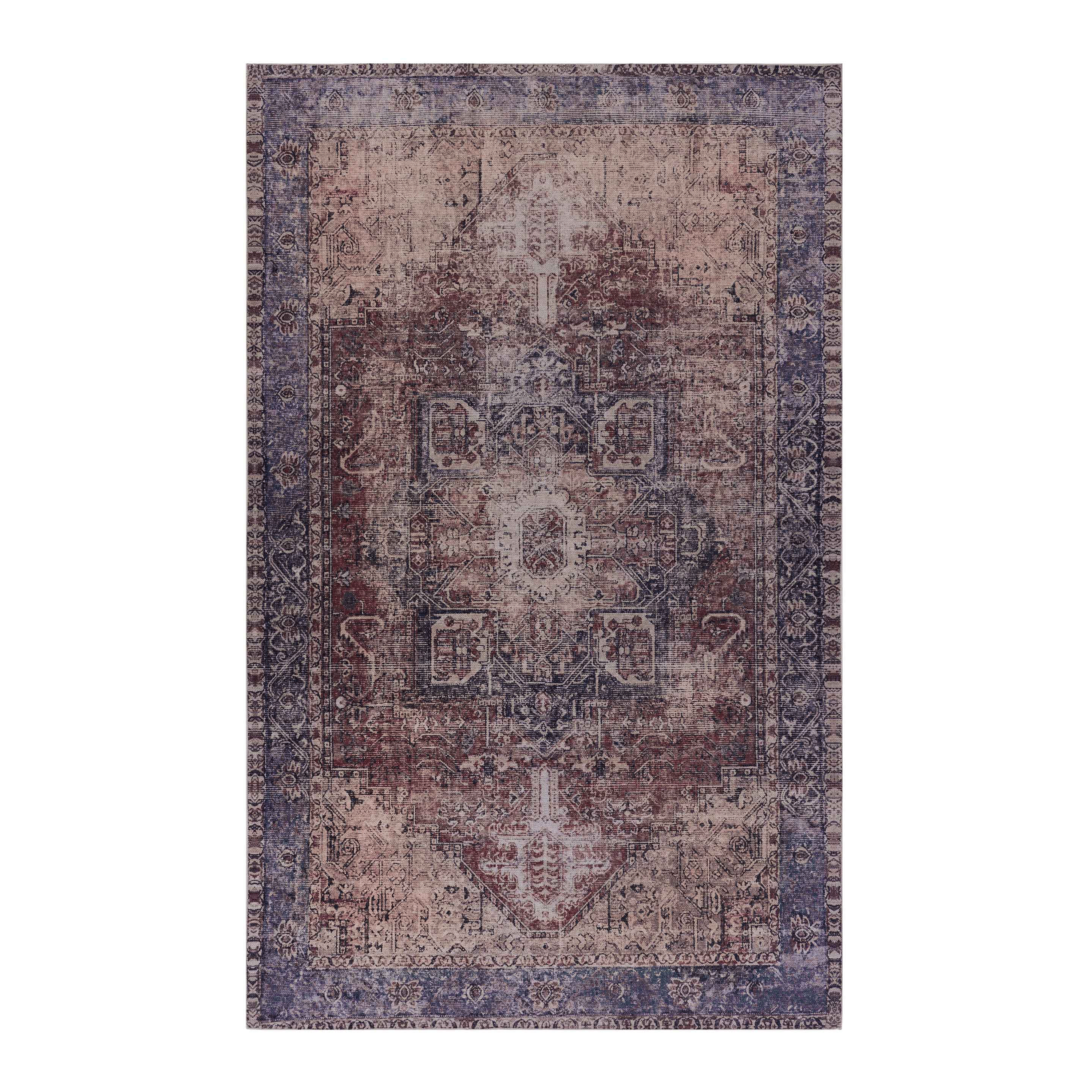 MAVAL Burgundy Washable Area Rug 8x10 - Soft Chenille Polyester, Non-Slip, Stain-Resistant, Low Pile for Living Room, Dining Room, Bedroom, Hallway, Kitchen, Turkey
