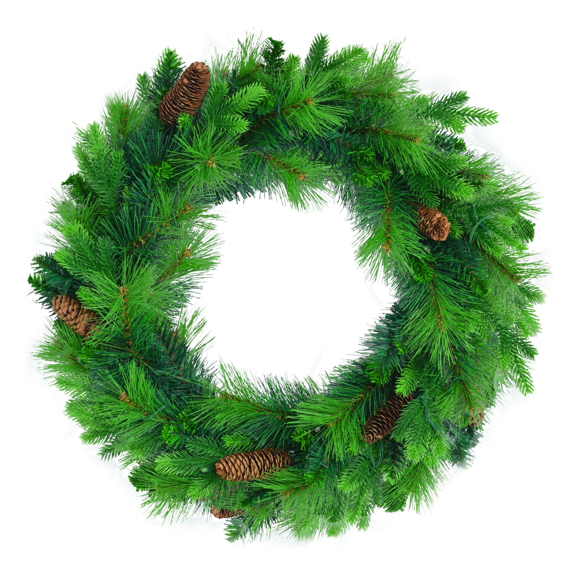 6FT Grass Green Hinged Artificial Christmas Tree Set: 844 Branch Tips, 430 Warm LED Lights, Pine Cones, Garland & Wreath Included - Durable PVC/PE for Home & Office Holiday Decor