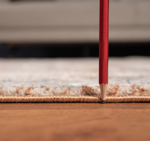 Noble GC_GEN7004 Rust Medallion 2'7" x 7'3" Polyester Area Rug - Durable, Stain Resistant, Low Pile for Entryways &amp; High Traffic, Made in Turkey