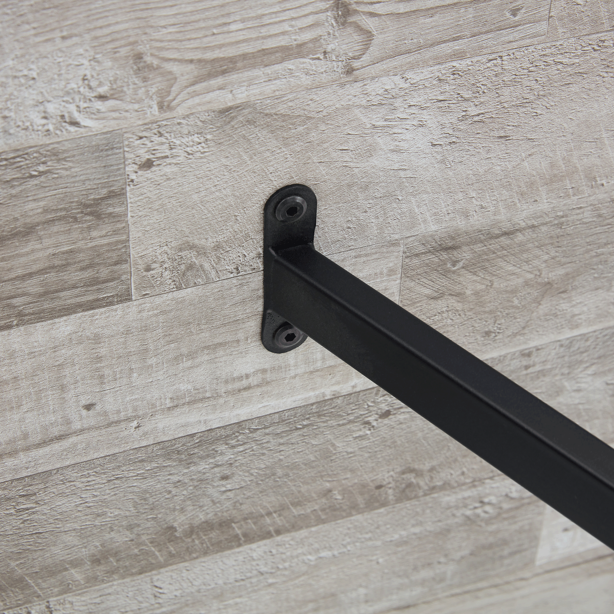 Table and chair set.A minimalist retro rectangular dining table with a specially textured top and black metal legs.Paired With 4 Black Artificial PU Chairs With Curved Widened Cushion Design.