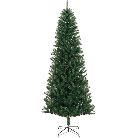 HOMCOM 8' Slim Fir Artificial Christmas Tree - Realistic Green PVC & Plastic Tree with 1168 Tips, 43.3" Dia, Easy Assembly & Storage for Home Holiday Decor