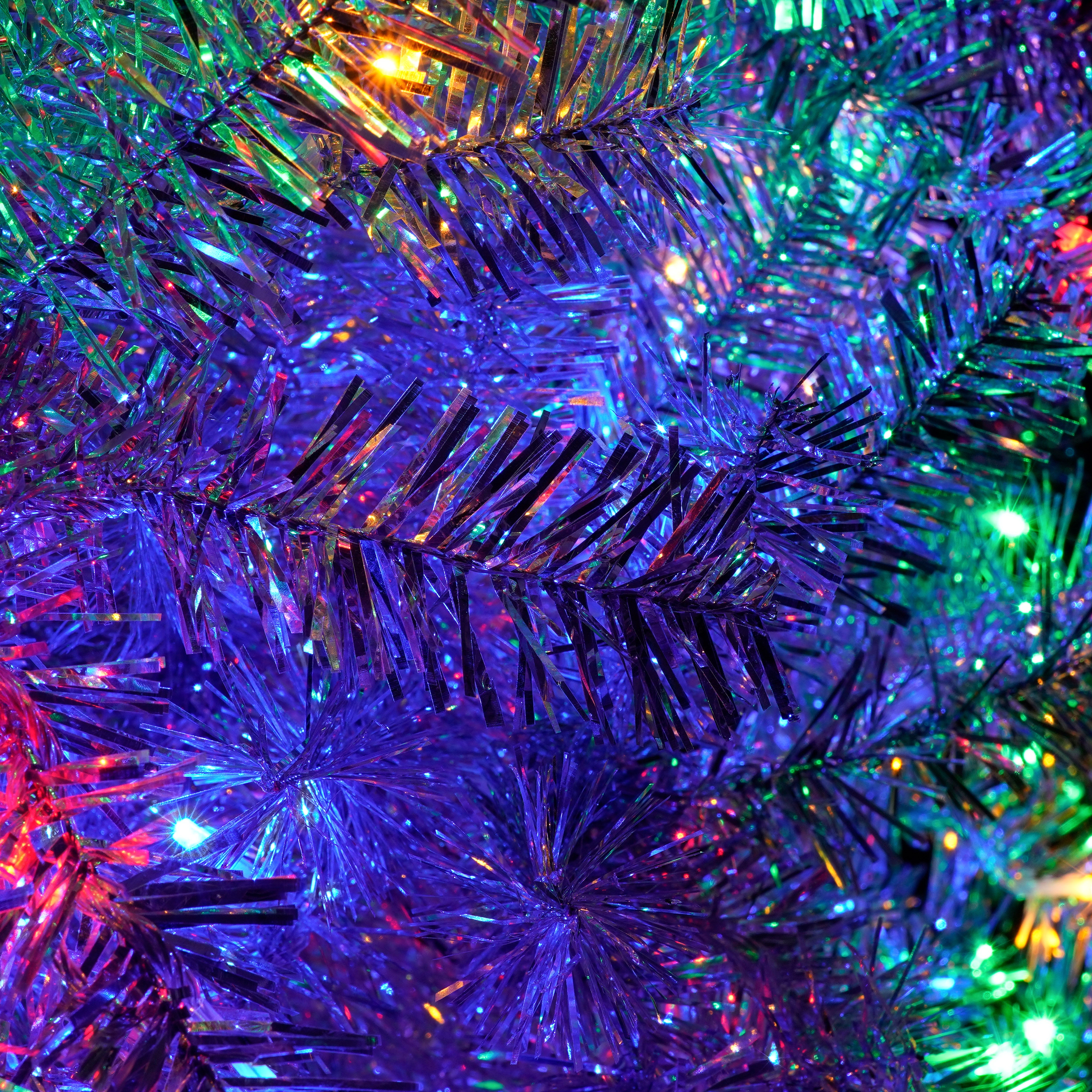 7.4FT Silver Hinged Artificial Christmas Tree with 400 LED Lights, 1200 Full Branch Tips, 11 Modes, Durable PVC, Metal Stand for Indoor/Outdoor Holiday Decor