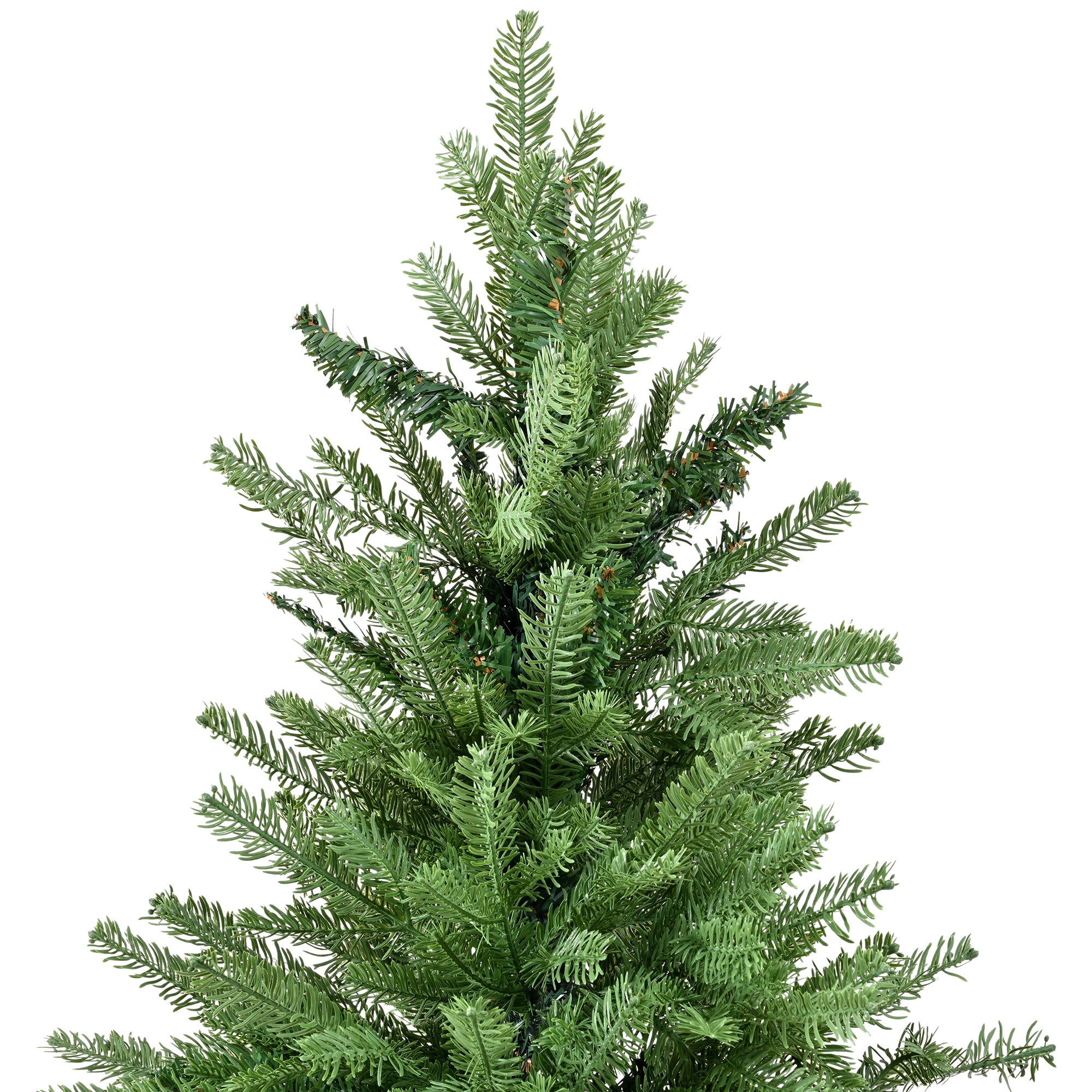 Premium 7FT Unlit Green Christmas Tree: Realistic PE PVC Mixed Branches, Hinged Design for Easy Setup, Dense Full Look, Durable Metal Base for Indoor Holiday Decor