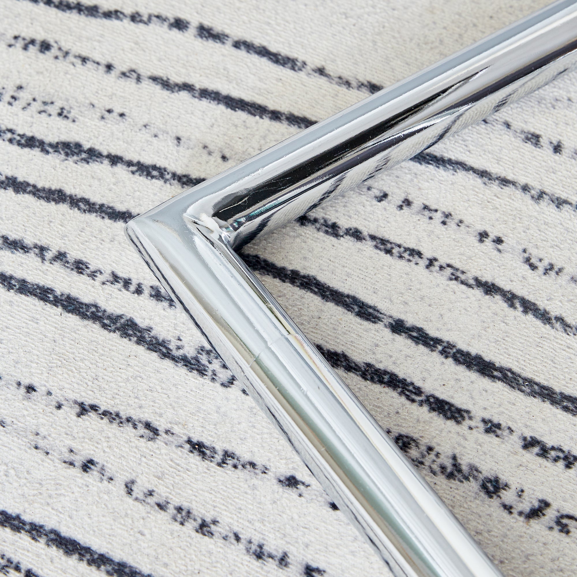 55" Cream-Style White MDF Dining Table Set with 6 Black PU Chairs & Silver Metal Legs - Modern Kitchen Furniture for Family Meals, Seats 6, Durable & Easy Assembly