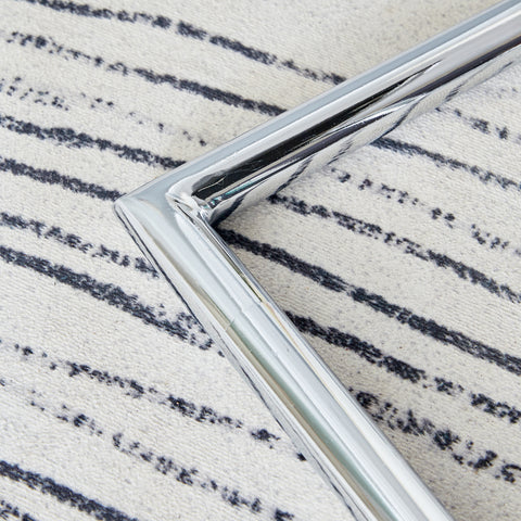 55" Cream-Style White MDF Dining Table Set with 6 Black PU Chairs & Silver Metal Legs - Modern Kitchen Furniture for Family Meals, Seats 6, Durable & Easy Assembly