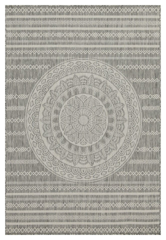 Sunshine GC_HAR2018 Silver 7'10" x 10'3" Indoor/Outdoor Area Rug - Durable Polypropylene, Stain-Resistant, Easy Clean, Flatweave for Patios, Homes, Entryways - Made in Turkey