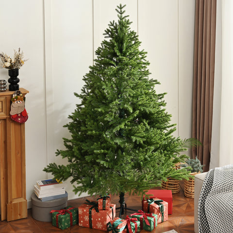 Premium 7FT Realistic Spruce Christmas Tree | Full PE Needles, Hinged Branches for Easy Setup | Lush Green, Unlit, Reusable | Indoor Holiday Decor, Sturdy Metal Stand Included