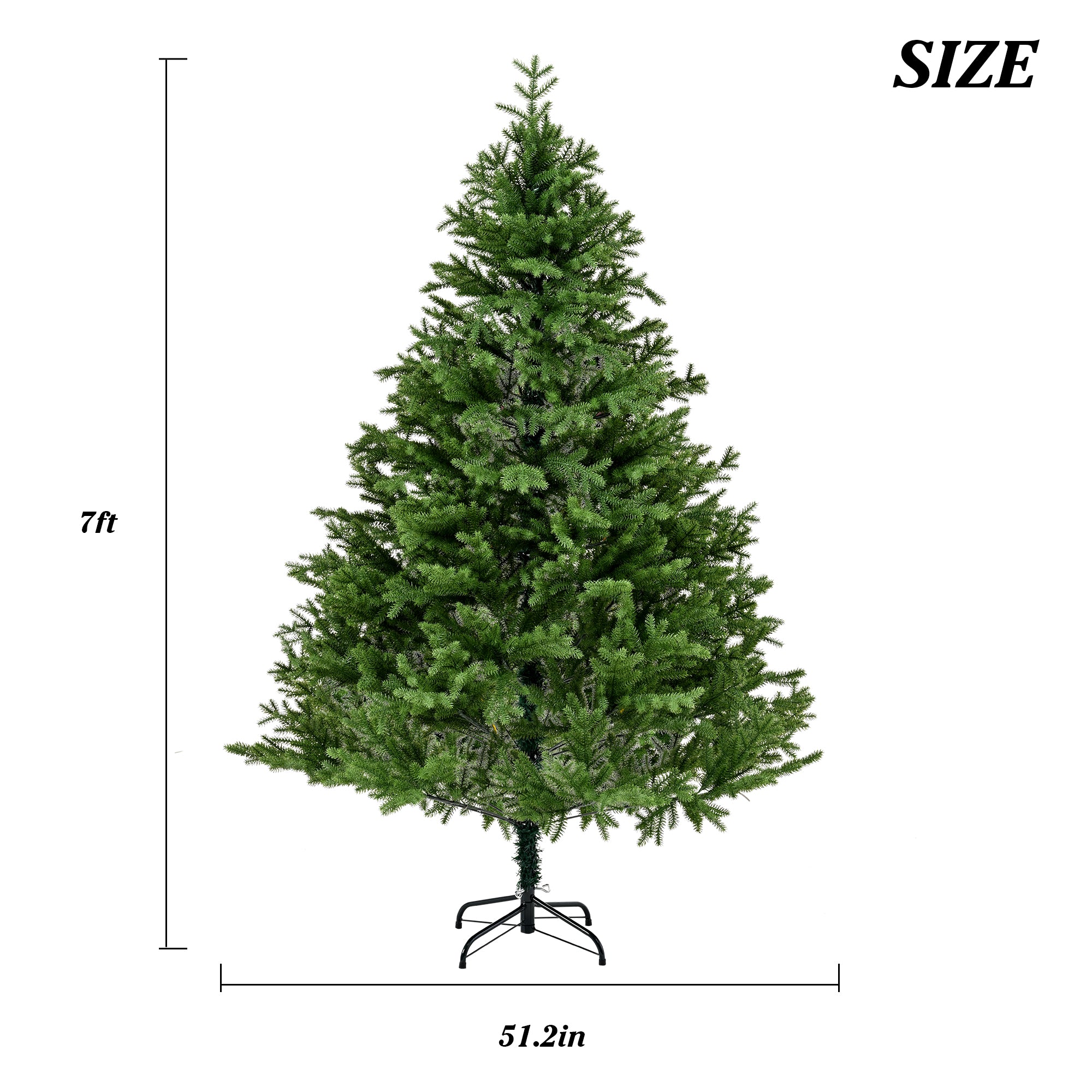 Premium 7FT Realistic Spruce Christmas Tree | Full PE Needles, Hinged Branches for Easy Setup | Lush Green, Unlit, Reusable | Indoor Holiday Decor, Sturdy Metal Stand Included