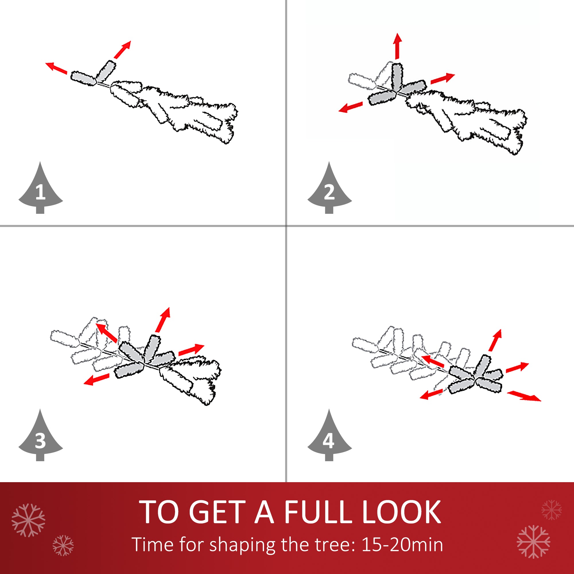 HOMCOM 6ft Snow-Flocked Slim Douglas Fir Artificial Christmas Tree, 250 LED Warm White Lights, 462 Realistic PVC Tips, Sturdy Steel Base, Easy Assembly for Indoor Holiday Decor