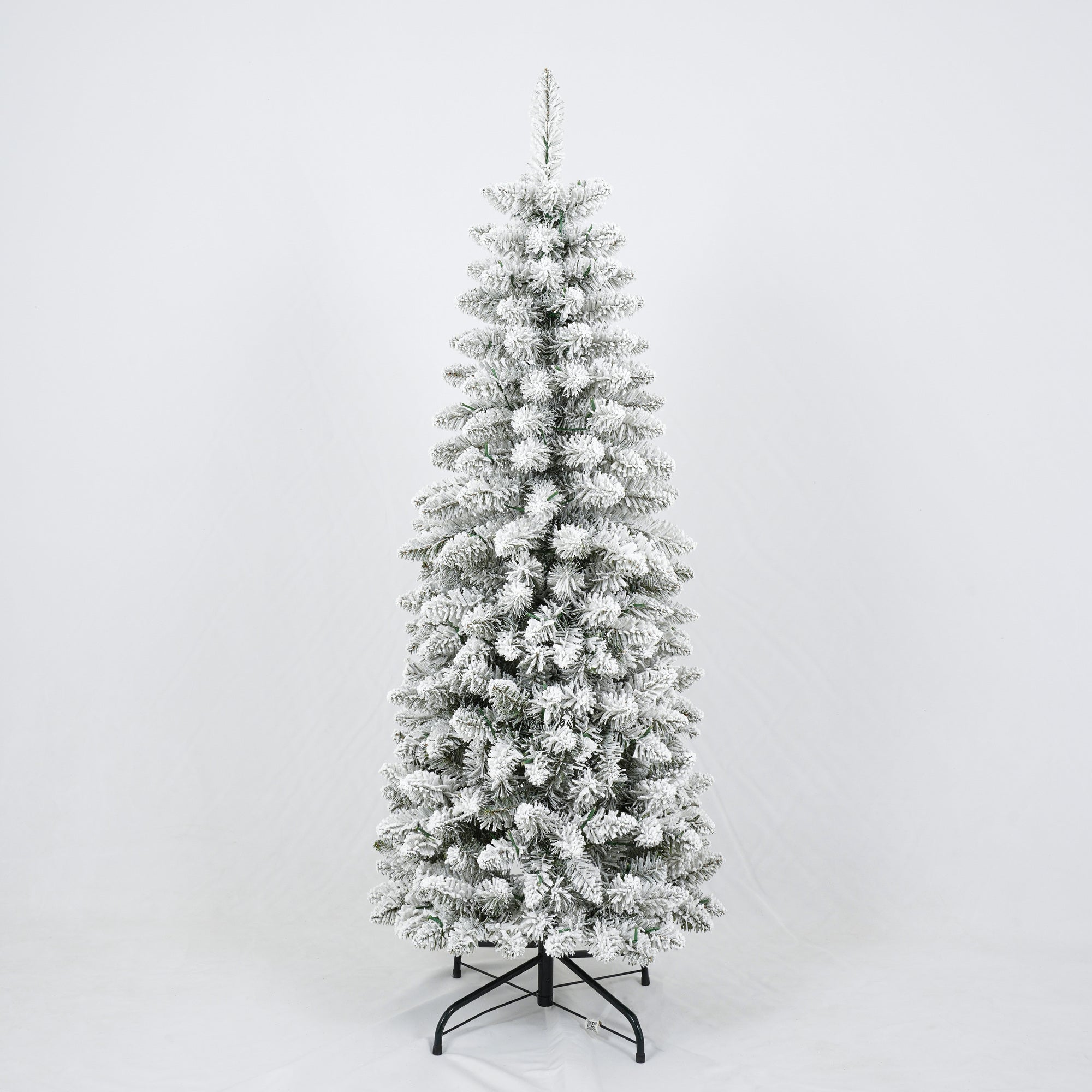 3 Pcs Flocked Artificial Christmas Trees Set w/ Warm White LED Lights, 4ft 5ft 6ft Snow-Covered Pine Tree Decor for Indoor Holiday Parties, Easy Assembly, Dense PVC Tips, Metal Stand, Green/White