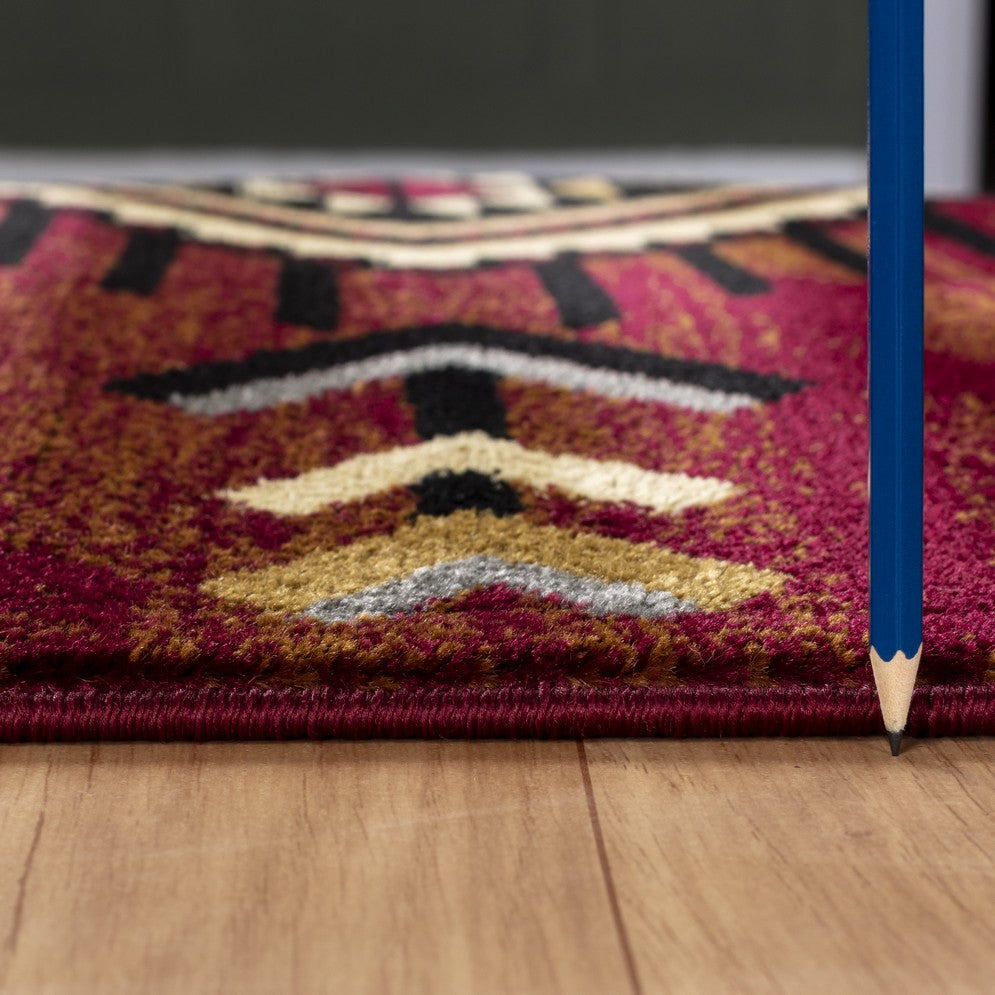 Tribes GC Red Southwest Area Rug 2x3 ft - Durable Polypropylene, Stain Resistant Accent Mat for Entryway, Living Room, Pet-Friendly, 0.39" Pile, Made in Turkey