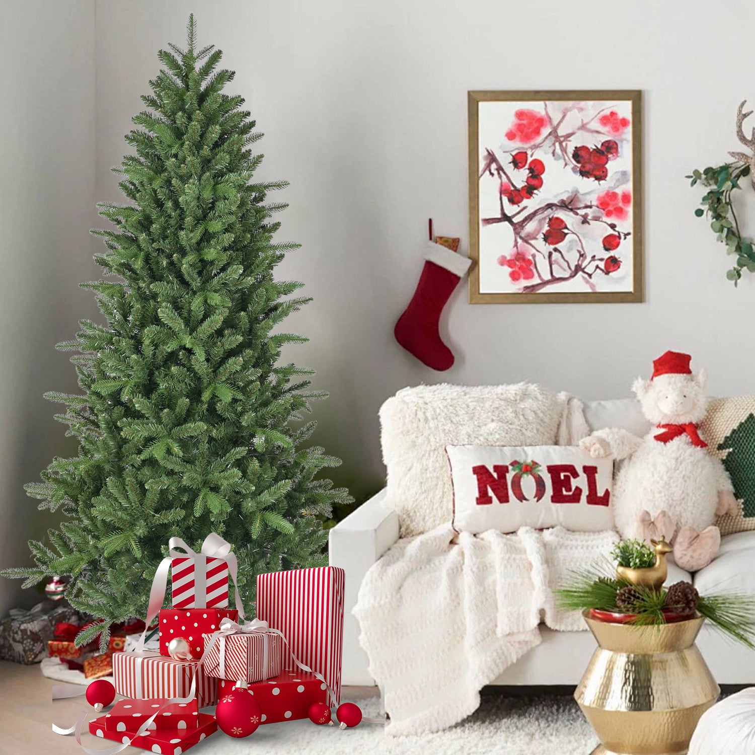 6ft Full Lush Artificial Christmas Tree - Hinged Pine with 1168 PE+PVC Mixed Needles, Easy Assembly Holiday Decor with Sturdy Metal Stand - Perfect for Indoor Christmas Celebrations, Green