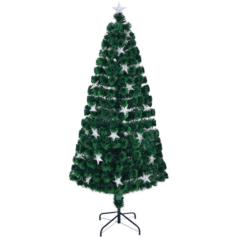 7FT Pre-Lit Fiber Optic Christmas Tree Green Spruce with 245 LED Warm White Lights &amp; Star Topper. Realistic PVC Needles, Stable Metal Stand. Indoor Holiday Decor for Home &amp; Office.