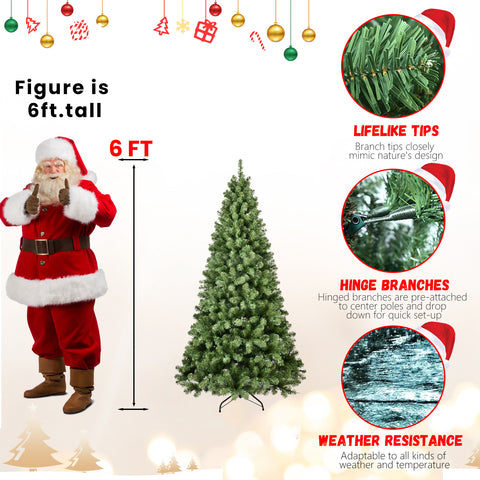 7ft Pre-Lit Green PVC Christmas Tree | 400 UL Warm White Lights | 1072 Full Tips | Auto-Unfold Memory Wire | Easy Assembly | Stable Metal Stand for Home &amp; Holiday Decor