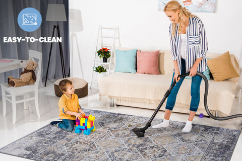 PAYAS Collection 5x7 Multi Traditional Area Rug - Stain-Resistant, Non-Shedding Polyester, 0.28" Pile, Durable Cotton Backing - Perfect for Living Room, Bedroom, Entryway