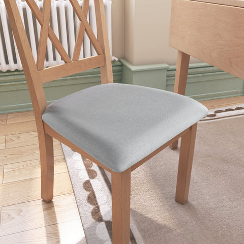 3-Piece Natural Drop Leaf Dining Set: Extendable Kitchen Table & 2 Upholstered Chairs for Small Spaces, Solid Rubberwood & MDF, Modern Farmhouse Style, Compact Dining Room Furniture