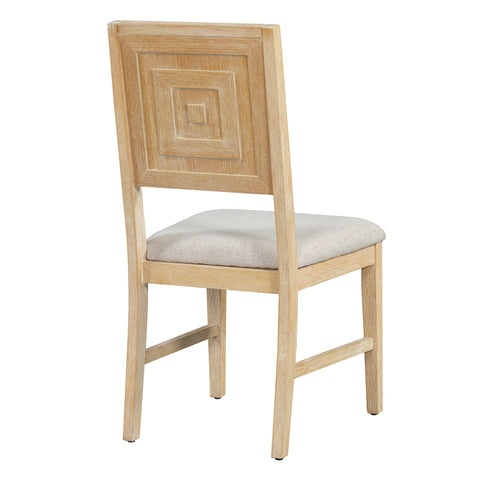 TREXM 6-Piece Retro Dining Table Set for 6, 60" Oak Veneer Wood Kitchen Table & 4 Chairs with Upholstered Bench, Natural Finish, Dining Room & Kitchen Use, Durable Rubberwood Legs