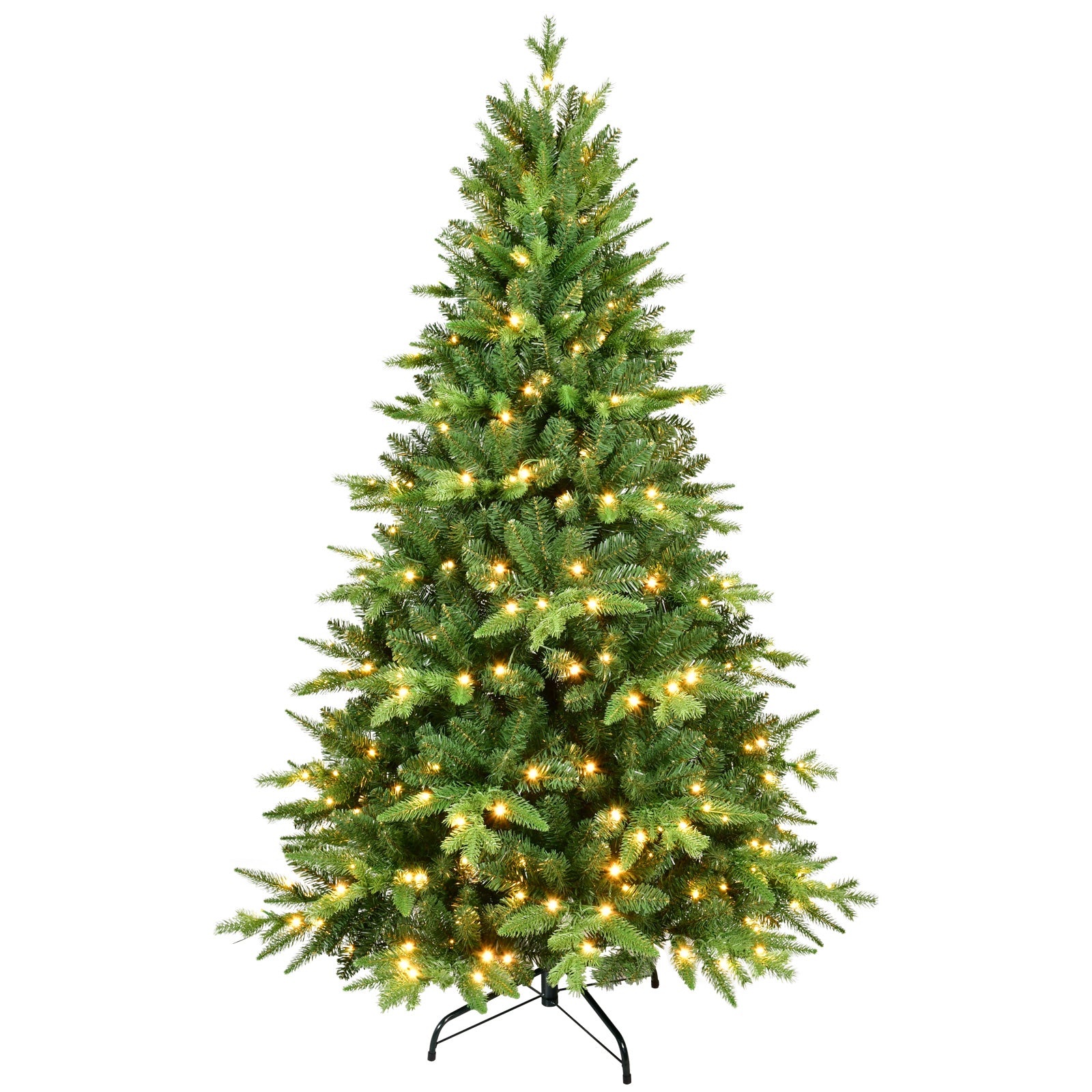 7ft Pre-Lit Christmas Tree: Realistic 1692 PE+PVC Tips, 450 Warm White LEDs, Hinged Full Artificial Xmas Tree with Metal Stand for Cozy Holiday Home Decor