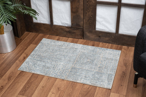 Elegance GC_CNC6009 Blue 5'3" x 7'3" Area Rug: Durable, Stain-Resistant 100% Polyester for Living Rooms, Bedrooms, High-Traffic Areas. Soft, Low Pile (0.31"), Made in Turkey.