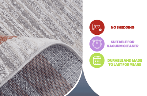 MARFI Collection 5x7 Brown Area Rug - Stain-Resistant, Non-Shedding Polyester for Living Room, Bedroom, Office. Kid & Pet-Friendly, Medium 0.35" Pile, Latex-Free Cotton Backing. Made in Turkey.