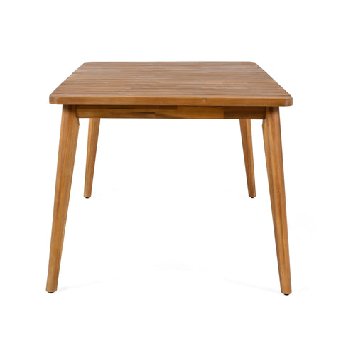 5-Piece Outdoor Patio Dining Set: 63" Acacia Wood Slatted Table & 4 Mix Mocha PE Rattan Chairs with Teak Wood Frames – Durable, Stylish & Easy Assembly for Garden & Backyard Gatherings