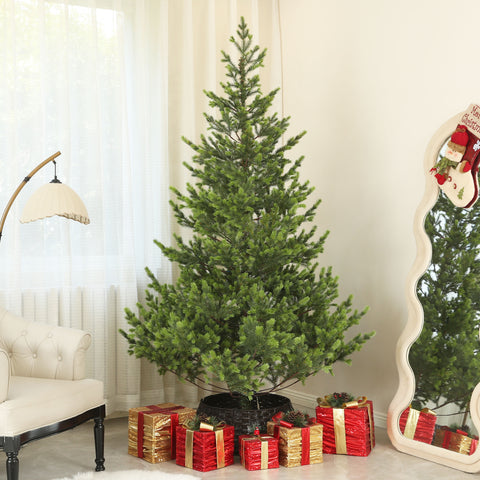 HOMCOM 7ft Sparse Realistic Cedar Artificial Christmas Tree, 2901 Tips, Hinged PE Needles, Green, Easy Assembly, Flame Retardant, Steel Base for Home & Office Holiday Decor