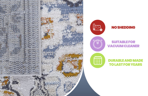 PAYAS Collection 6x9 Cream & Gold Medallion Area Rug - Stain-Resistant, Non-Shedding Polyester, Medium Pile, Kid & Pet-Friendly, Durable for Living Room, Bedroom, Entryway