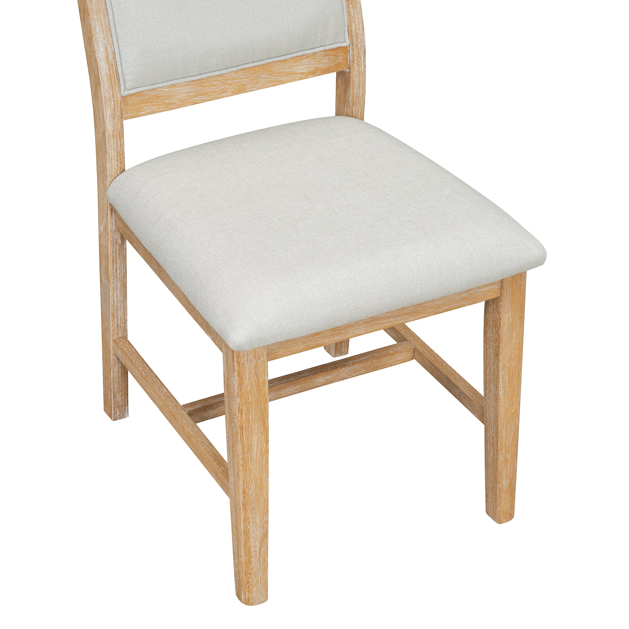 TREXM 7-Piece Retro Rectangular Wood Dining Table Set for 6 - Natural Oak Veneer & MDF with Upholstered Foam Chairs - Spacious Kitchen & Dining Room Furniture - Durable Solid Wood Legs