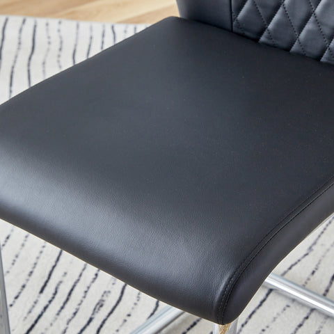 Modern Minimalist Dining Table & Chair Set | Imitation Marble Glass Top | Stainless Steel Legs | Comfortable PU Seats | Ideal for Dining Room, Kitchen, Parties | Easy Assembly | Silver | DT-69